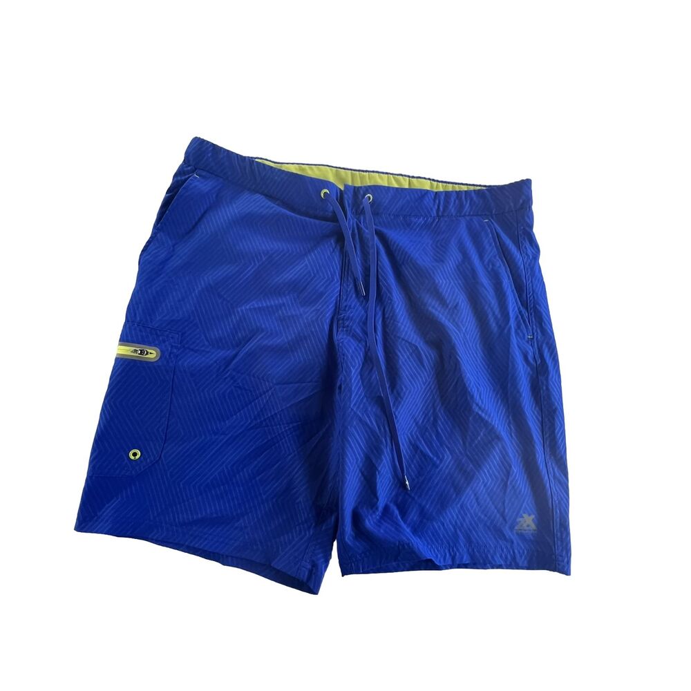 Zeroxposur Mens Blue Drawstring 4 Pockets Swim Trunks 9" Inseam Size XL